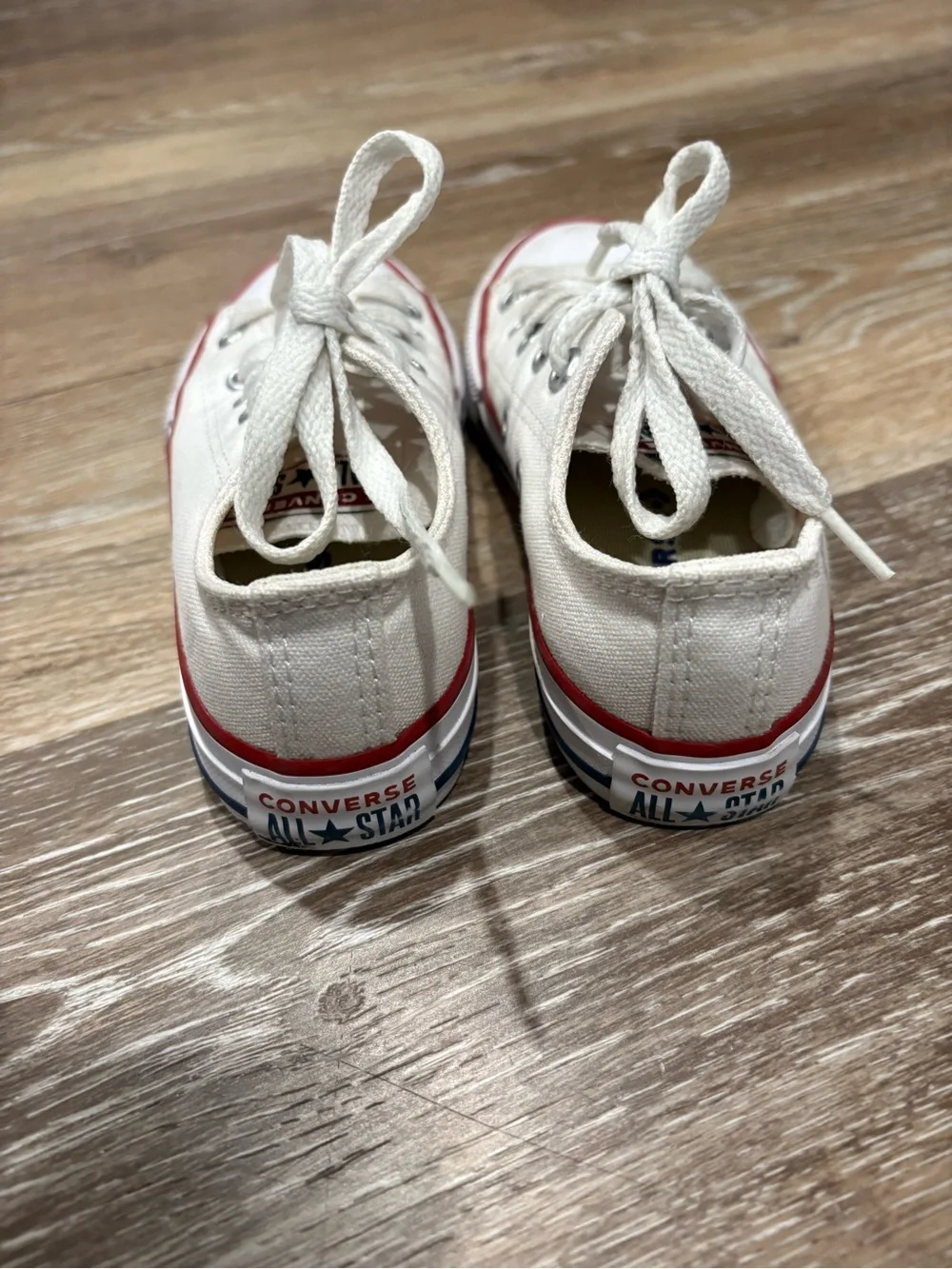 Converse Kids White Canvas Low-Top Sneakers with Red Stripe